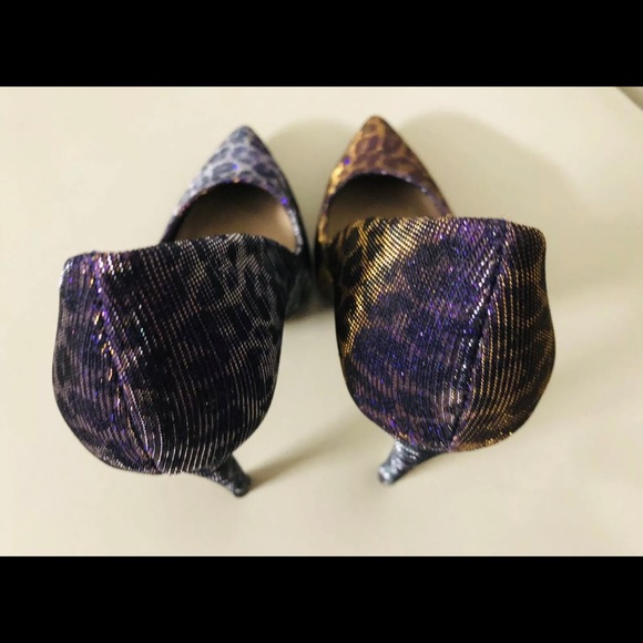 Aldo Hanrietta Sequins Pump Party shoes size 5 Sequins Purple Gold Leopard print - Picture 7 of 14
